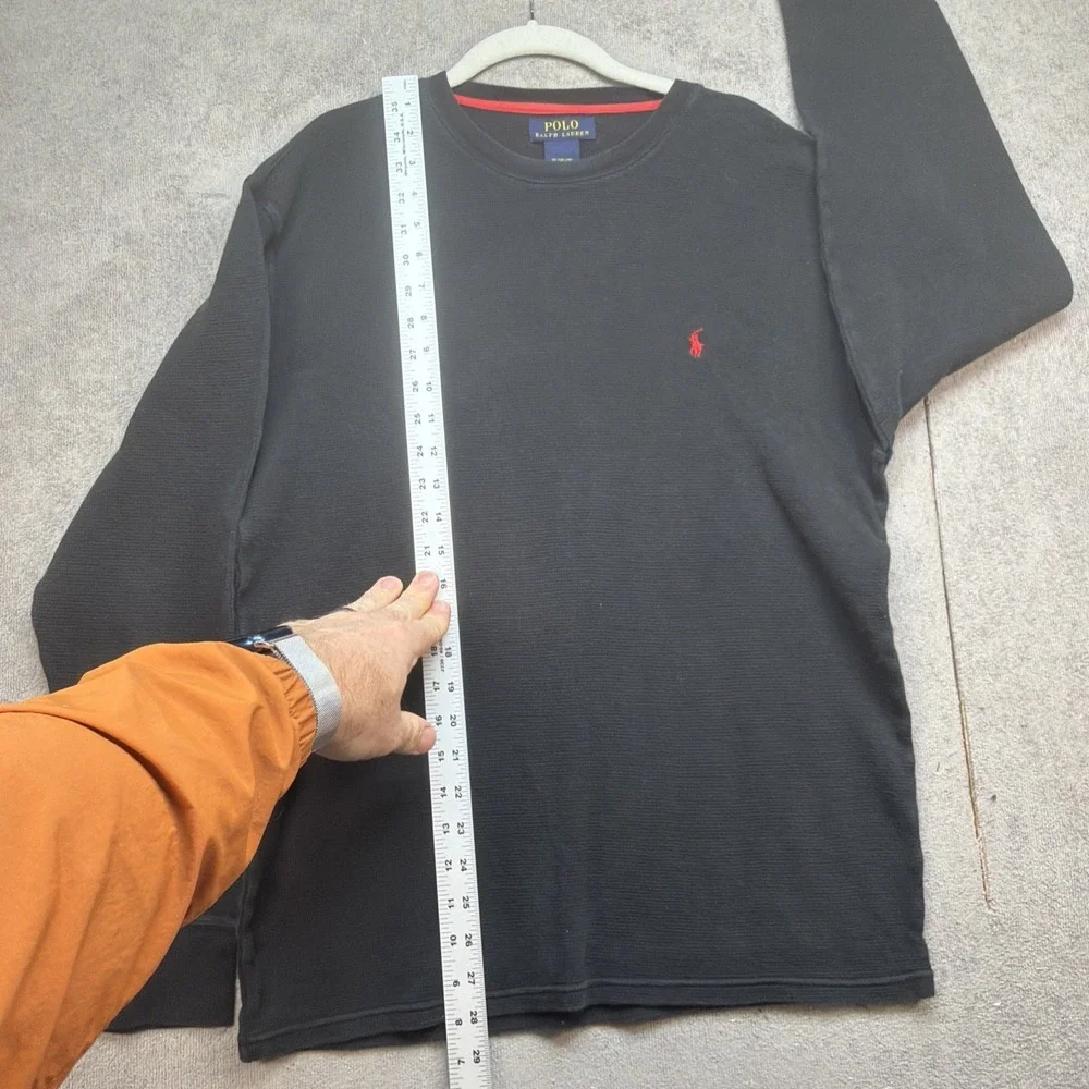 Polo Ralph Lauren Waffle Knit Thermal Shirt Mens XL Black‎ Long Sleeve